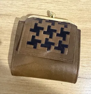 Vtg Princess Gardner Kiss Lock Leather Argyle Brown 3.5 In Wallet Bi Fold Coin thumbnail 1