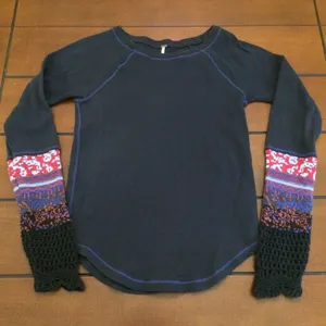 Free People in the mix cuff thermal top gray small thumbnail 1