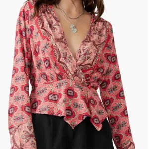 Free People "Falling For You" Floral Print Peplum Top Hibiscus Combo Size XS thumbnail 1