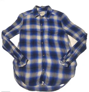 American Eagle Outfitters Plaid Flannel Boyfriend Shirt Blue Black Women/Jr Sz S thumbnail 1