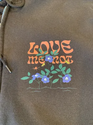 Empyre Women’s XL Brown Full Zip Hoodie Sweatshirt with Floral Skull Graphic thumbnail 2