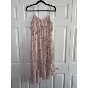 Collective Concepts Floral Ruffle Midi Dress Womens Size S Pink Chiffon Cottage thumbnail 4