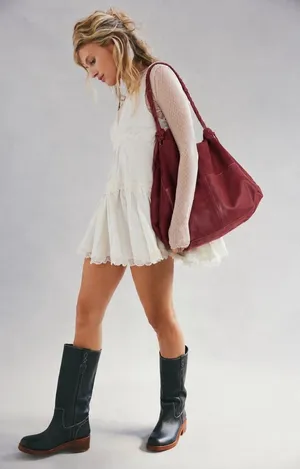 NWT Free People + Sundown Wilds Suede Nubuck Burgundy Bag thumbnail 1