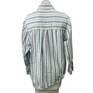Abercrombie & Fitch Blue Striped Linen Long Sleeve Button Down Shirt Top Size M thumbnail 2