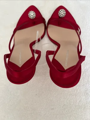 ANTONIO MELANI Red Crystal-Embellished Slingback Heel thumbnail 5