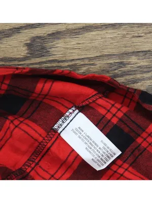 NEW Wondershop Plaid Flannel Long Sleeve Pajama Shirt Holiday Red / Black L thumbnail 4