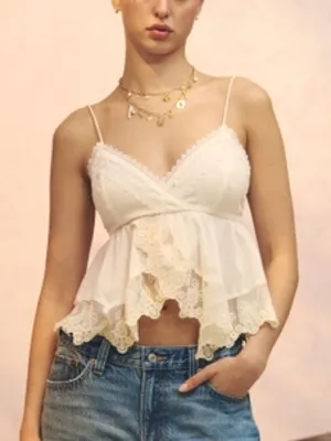 Abercrombie Babydoll Lace Trim Cami Tank Top thumbnail 1