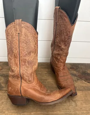 Dan Post Womens Cognac Leather Western Cowboy Boots DP3463 Snip Toe Size 7 M thumbnail 1