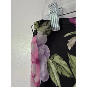 Allison Taylor Dark Floral Silk Midi Skirt Size Medium thumbnail 5