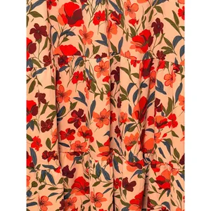 PrettyGarden Floral Dress Sz L Midi Tiered Flutter Sleeve Pockets Boho Summer thumbnail 6
