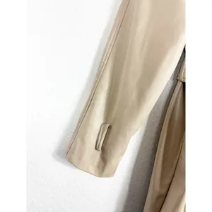 ASOS DESIGN Tan Faux Leather Trench Coat Size 12 Long Preppy Chic Minimalist thumbnail 10