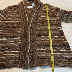 Alfred Dunner Open Front Sweater Cardigan Neutral Tone Women’s Sz Large Metallic thumbnail 7