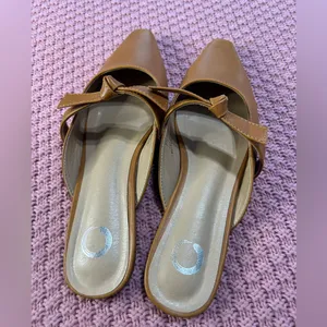 Shoes women . New ,Elegant Brown Mules with Pointed Toe and Low Heel thumbnail 9