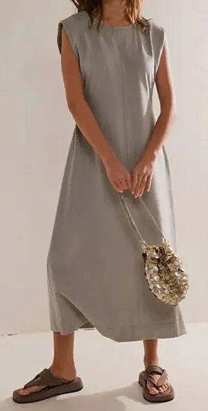 FP Beach Gray Sleeveless Simone Open Back Maxi Dress - NWOT - Size L thumbnail 1