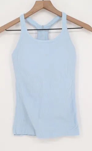 Unbranded Tank Top Women XS Ribbed Light Blue Racerback Shelf Bra Good thumbnail 1