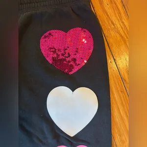 PINK Victoria's Secret Vintage Black Joggers with Heart Accents thumbnail 7