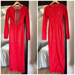 House Of CB Lisandra Dress Red Lace Maxi Dress Christmas New tags XS thumbnail 3