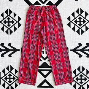 Victoria’s Secret Flannel Long PJ Set in Lipstick Bold Lurex Plaid Small thumbnail 9