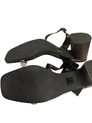 Free People Natal Ankle Snake Skin Block Heel Sandals Size 10 Clear thumbnail 5