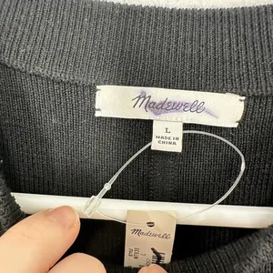 Madewell‎ Black Merino Wool Blend Ribbed Long Sleeve Midi Sweater Dress Size L thumbnail 5