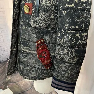 Desigual Badajoz lace print beaded embroidered puffer coat size 38 or US small thumbnail 7