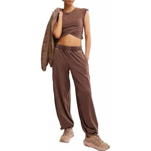 Free People Movement Womens Hot Shot Crossover 2-Piece Set Dark Espresso L NWT thumbnail 2