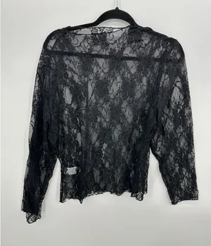 Black Lace Y2K Dark Whimsigoth Long Sleeve‎ Sz XL Layering Grunge Emo Festival thumbnail 1