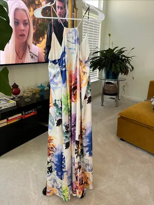 Nicole Miller Floral Slip Maxi Dress in Ivory Multi thumbnail 2