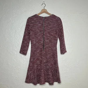 Gap Women's Houndstooth Tweed 3/4 Sleeve Crewneck‎ Dress Red Black White Size 2 thumbnail 4