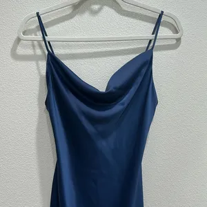 Cowl Neck Elegant Blue Women's Dress thumbnail 2
