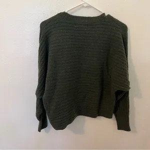 Pink Rose Women's Size Medium Dolman Sleeve Sweater Dark Olive Green Textured‎ thumbnail 6