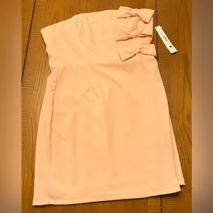 AQUA Strapless Straight Neck Bow Mini‎ Dress Rose Quartz Pink Size Large thumbnail 2