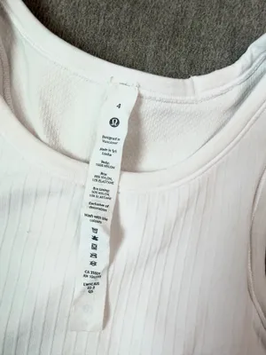 Lululemon White Ribbed Tank thumbnail 3