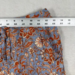 Rachel Zoe Blue Floral Linen Blend Short Sleeve Button Down Pajama Set Small‎ thumbnail 6