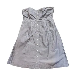 J.Crew Womens Strapless Chambray Cotton‎ Button Front Dress Blue Gray Size S thumbnail 1