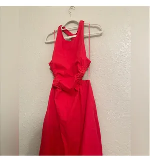 ASTR The Label dress size large red linen cotton blend thumbnail 3