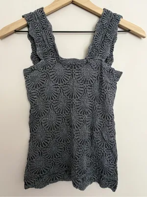 Free People Love Letter Lace Trim Cami Black M/L thumbnail 3