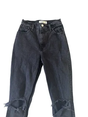 ABERCROMBIE & FITCH 90s Straight Ultra High Rise Black Distressed Jeans Sz 25/0 thumbnail 8