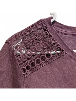 Lane Bryant Swing Collection Crochet Shoulder Purple Tee Plus Size 14/16 thumbnail 3