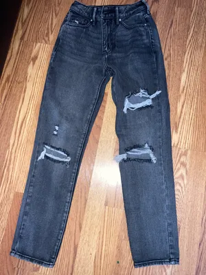 PacSun Black Distressed Mom Jeans thumbnail 1