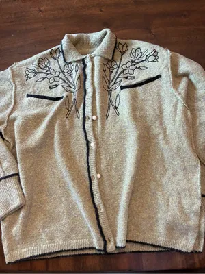 Free People We The Free Wildflower Cardi Sweater Women’s Large Green Cardigan thumbnail 1