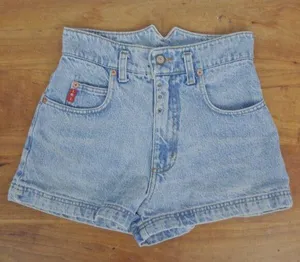 Vintage lei USA Made High Waisted 100% Cotton Denim Shorts 5 Jr. thumbnail 1