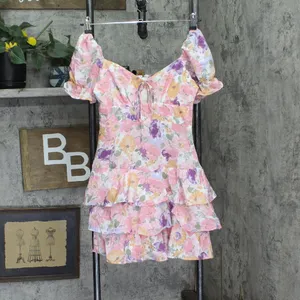 NWT City Studios Juniors Tiered Tie-Bodice Dress Pink Multi 3 thumbnail 4