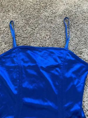 iris Electric Blue Satin Mini Slip Dress thumbnail 4