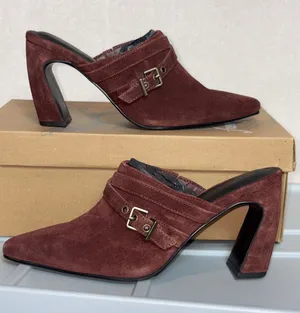 Free People Date Night Heeled Mule Wine Suede Pointed Toe Block Heel 8.5 thumbnail 1