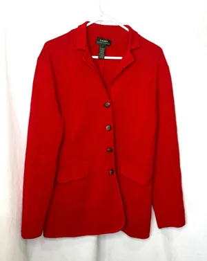 Lauren Ralph Lauren Red Merino Wool Coat Women's L thumbnail 1