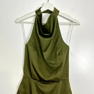 ELLIATT Camo Asymmetric Satin Cocktail Dress in Khaki Size X-Small thumbnail 6