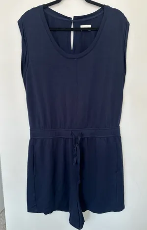 Lou & Grey Romper Size L Navy Blue Drawstring Pocket Sleeveless thumbnail 1