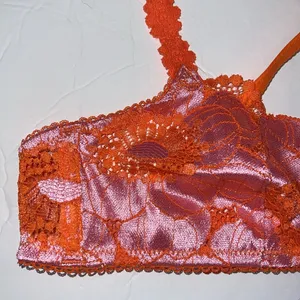 Savage X Fenty Bra Womens XS Perfect Poppies Unlined Lace Demi Racerback pink thumbnail 2