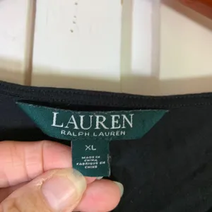 Lauren Ralph Lauren Black Cotton Modal Cap Sleeve Basics Top XL Preppy Minimal thumbnail 2